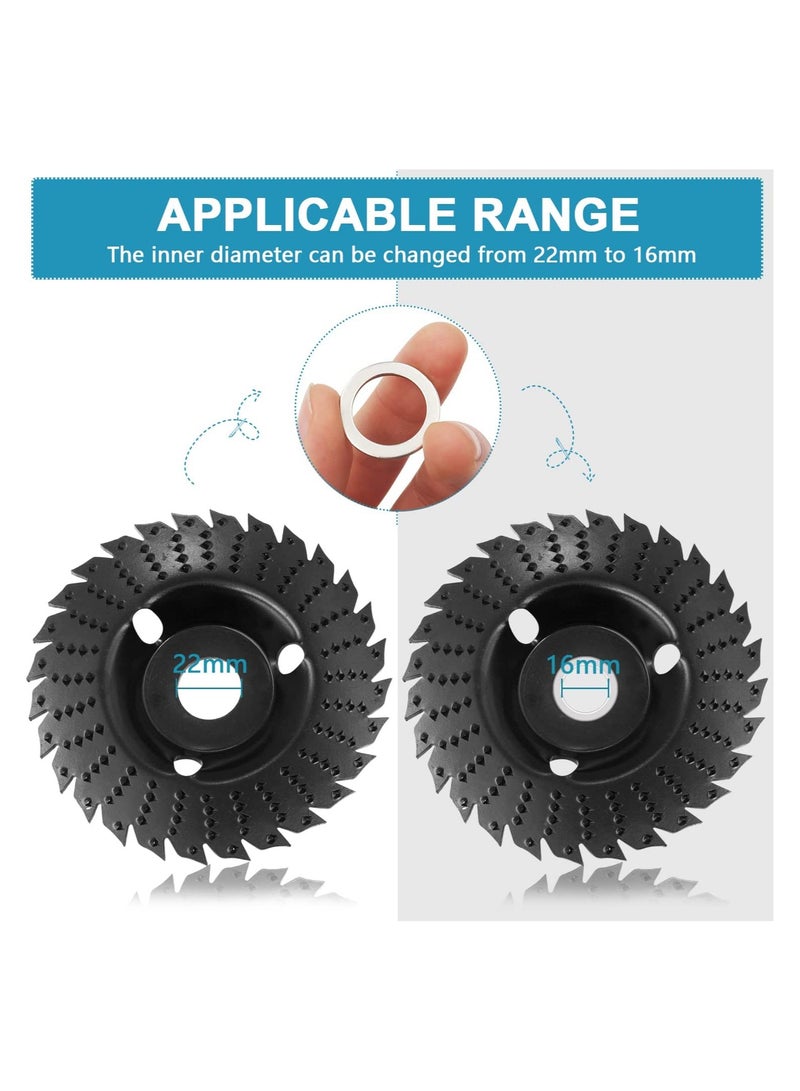 Wood Grinding Wheel, 125 mm Wood Carving Disc Wood Cutting Wheel, Angle Grinder Disc Carving Disc, Inner Diameter 16mm, With 22mm-16mm converter