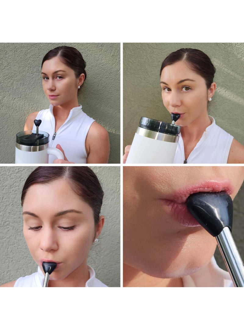 Stainless Steel Anti-Wrinkle Drinking Straws - Reusable Eco-Friendly Straws with Cleaning Brush - Compatible with Two 40 oz Tumblers, Perfect Alternative to Plastic Straws.