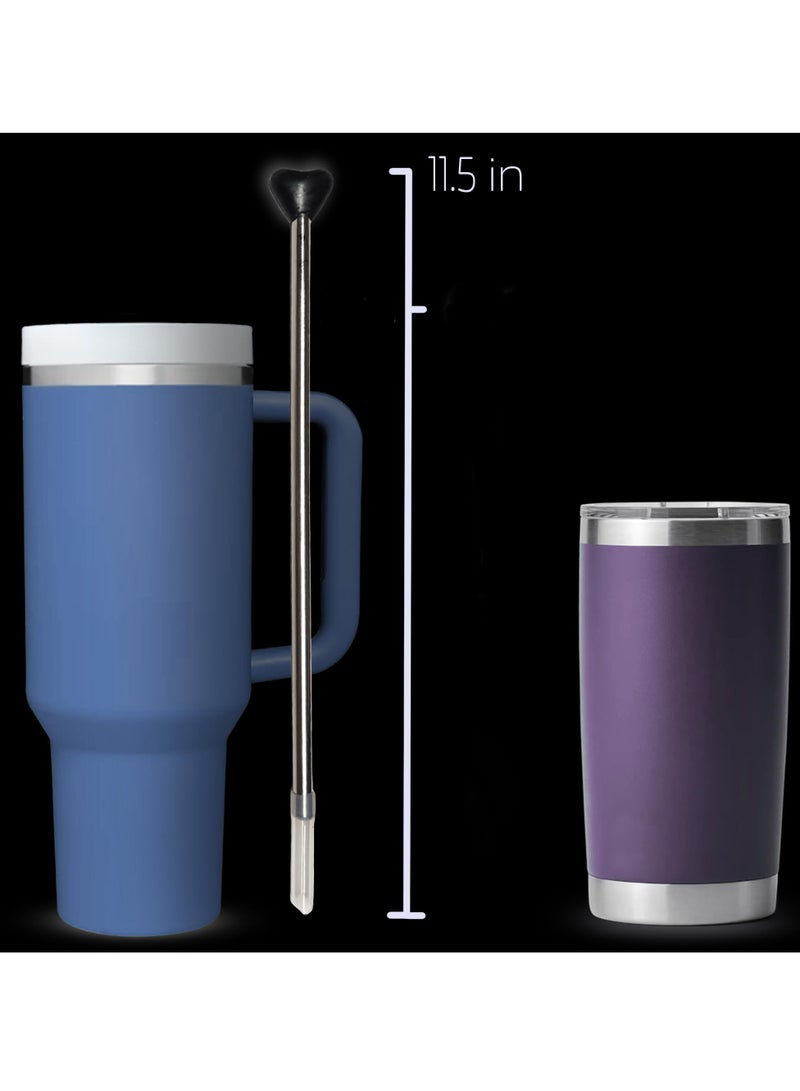Stainless Steel Anti-Wrinkle Drinking Straws - Reusable Eco-Friendly Straws with Cleaning Brush - Compatible with Two 40 oz Tumblers, Perfect Alternative to Plastic Straws.