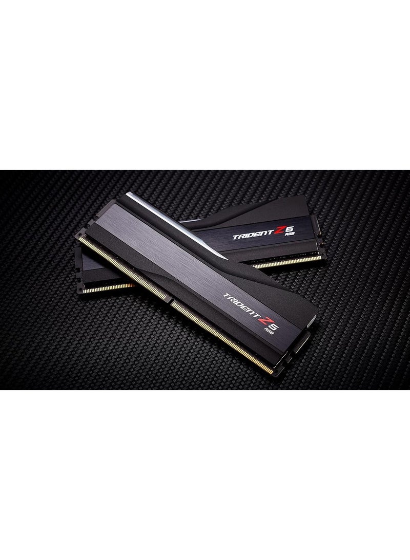 G.Skill Trident Z5 RGB Series 64GB (2 x 32GB) DDR5 Dual Channel Desktop Memory Kit, 6000 MHz Memory Speed, CL32 CAS Latency, 1.40 V, Intel XMP 3.0, 288-Pin, Black | F5-6000J3238G32GX2-TZ5RK