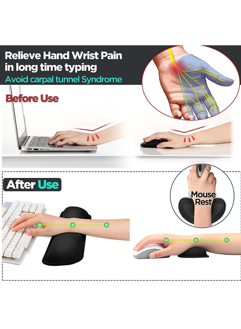 2pcs Wrist Rest, Memory Foam Mouse Pad and Keyboard Wrist Rest Pad for Office, Computer, Laptop, Mac, Comfortable, Lightweight for Easy Typing Pain Relief