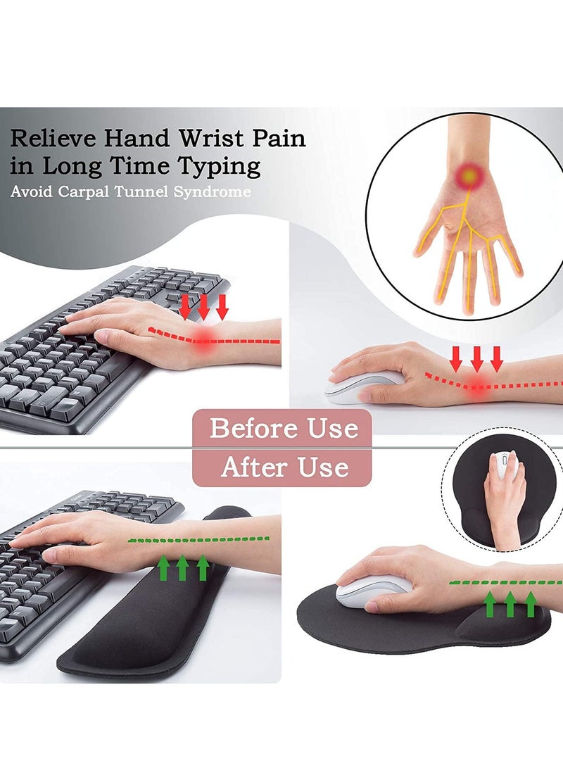 2pcs Wrist Rest, Memory Foam Mouse Pad and Keyboard Wrist Rest Pad for Office, Computer, Laptop, Mac, Comfortable, Lightweight for Easy Typing Pain Relief