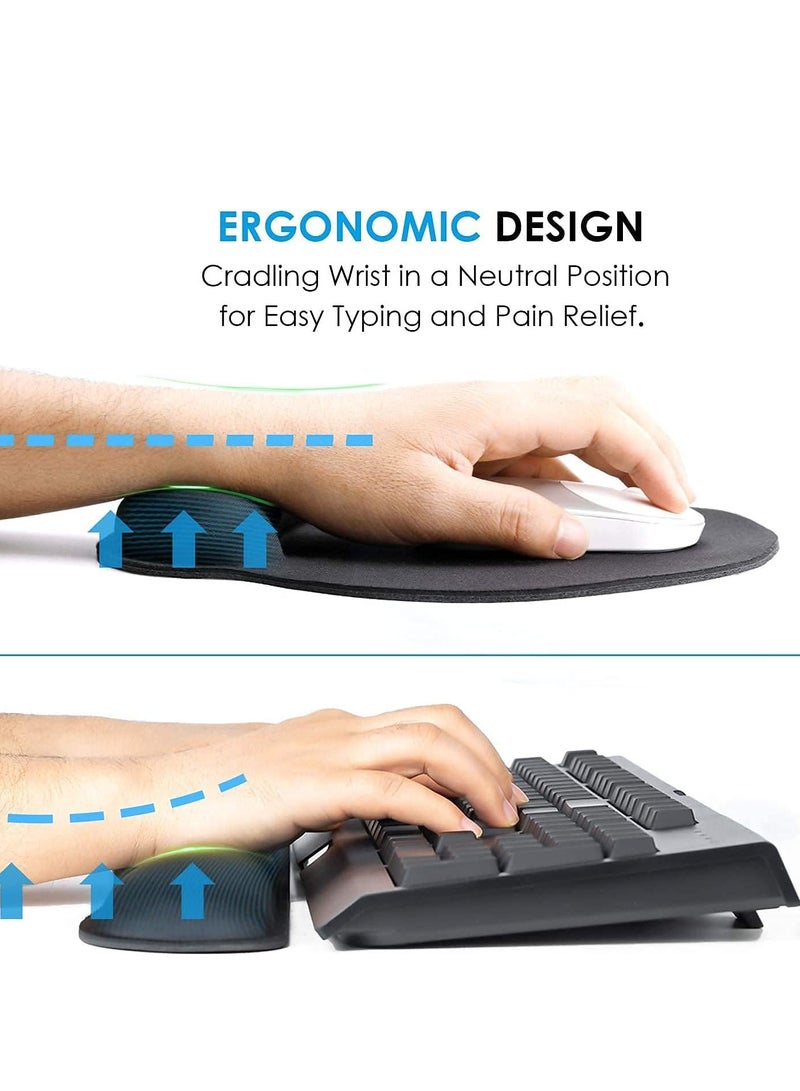 2pcs Wrist Rest, Memory Foam Mouse Pad and Keyboard Wrist Rest Pad for Office, Computer, Laptop, Mac, Comfortable, Lightweight for Easy Typing Pain Relief