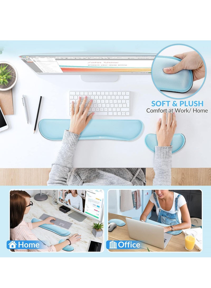 2pcs Wrist Rest, Memory Foam Mouse Pad and Keyboard Wrist Rest Pad for Office, Computer, Laptop, Mac, Comfortable, Lightweight for Easy Typing Pain Relief