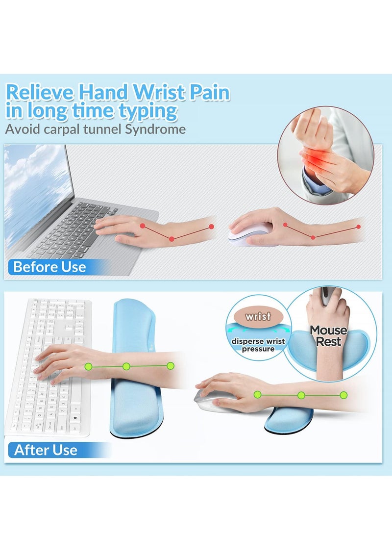 2pcs Wrist Rest, Memory Foam Mouse Pad and Keyboard Wrist Rest Pad for Office, Computer, Laptop, Mac, Comfortable, Lightweight for Easy Typing Pain Relief