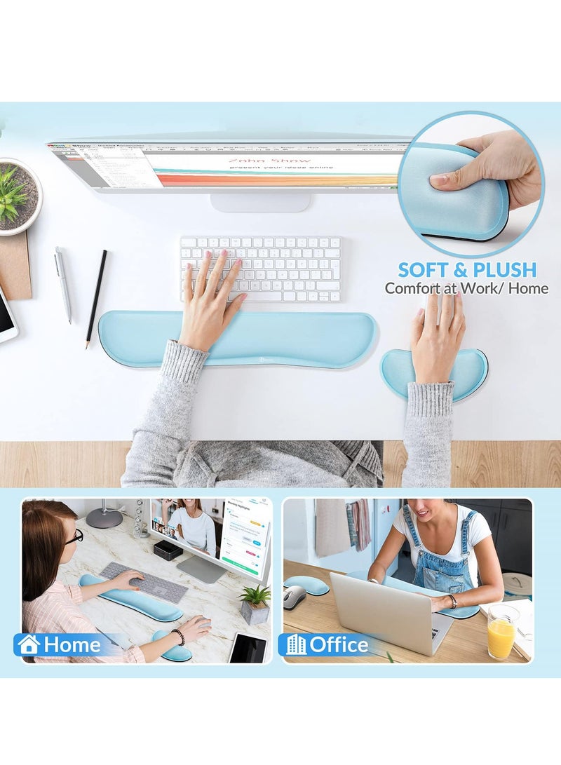 2pcs Wrist Rest, Memory Foam Mouse Pad and Keyboard Wrist Rest Pad for Office, Computer, Laptop, Mac, Comfortable, Lightweight for Easy Typing Pain Relief