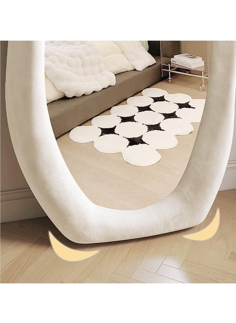 Irregular Wavy Mirror Full Length Mirror,Wave Floor Mirror, Wall Mirror Standing Hanging or Leaning Against Wall for Bedroom,Full Length Mirror (White)