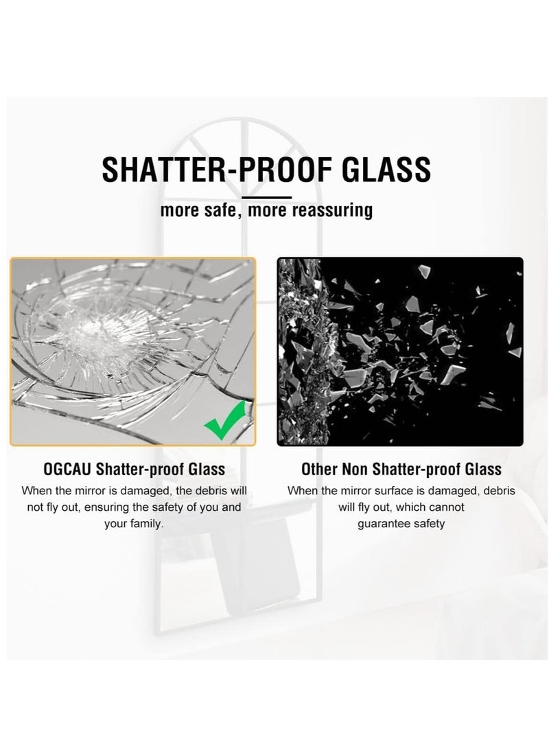 Full Length Mirror, Irregular Wavy Mirror Full Length, Wave Floor Mirror, Full Length Wall Mirror, Wall Mirror Standing Hanging or Leaning Against Wall for Bedroom (White)
