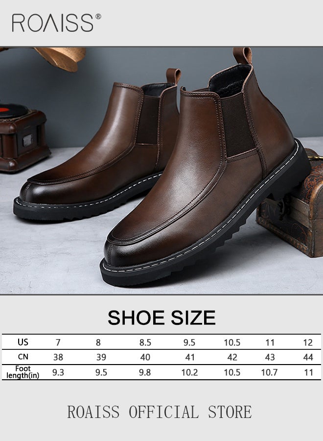 Genuine Leather Chelsea Boots for Men High-End Casual Comfy and Breathable Slip on Low Heel Formal Cowhide Ankle Boots Mens Fashionable Premium Soft Sole Pointed Martin Boots