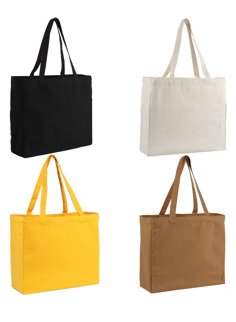 Set of 4 Women's Canvas Tote Bags for Crafts, DIY, Reusable Grocery Shopping, and Gift Bags - Perfect for Eco-Friendly Living and Creative Projects.