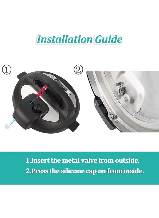Zylione 2 Pack Float Valve - Replacement Parts With 6 Sealer Gasket - Replacement Float Valve With Silicone Caps For Pressure Cooker Duo/Duo Plus/Lux 9 Qt