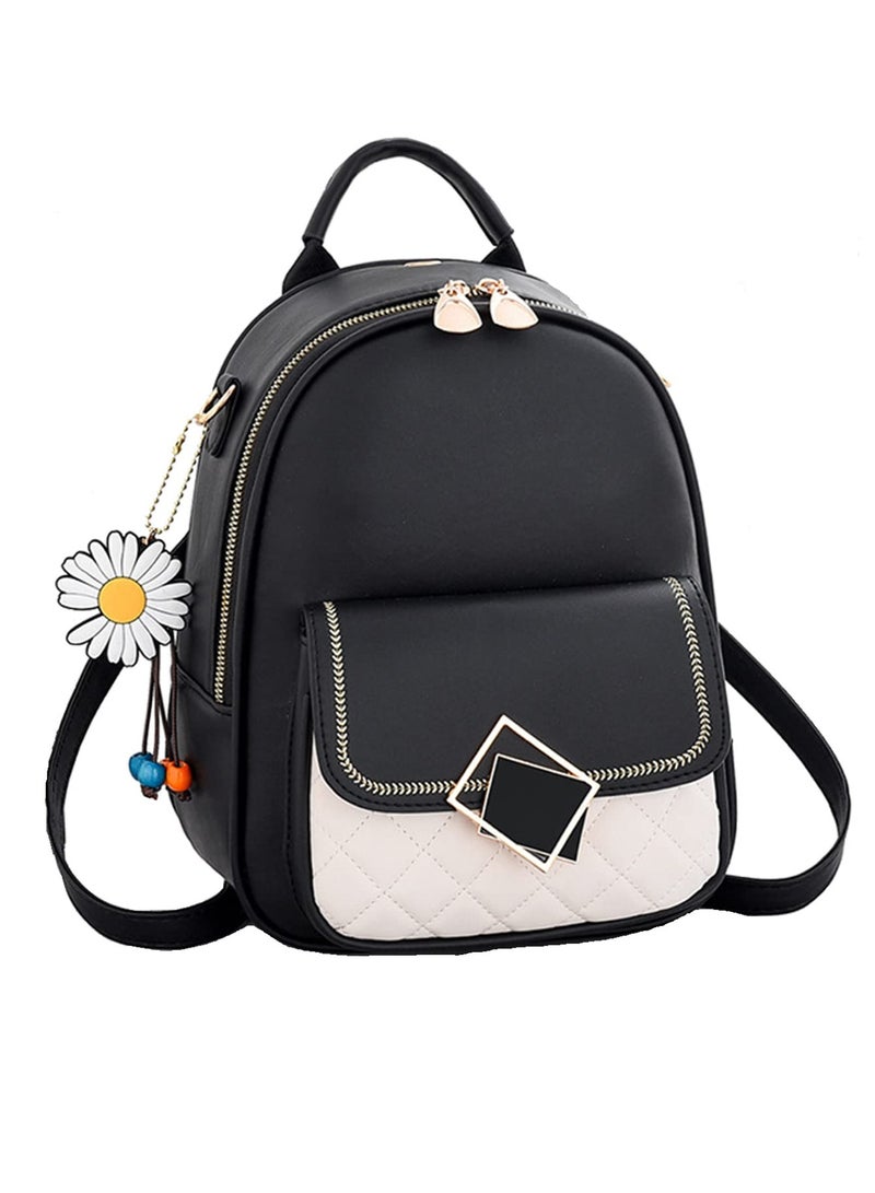 Stylish PU Leather Women's Backpack Mini Handbag Casual Daypack for Teen Girls School Travel Work