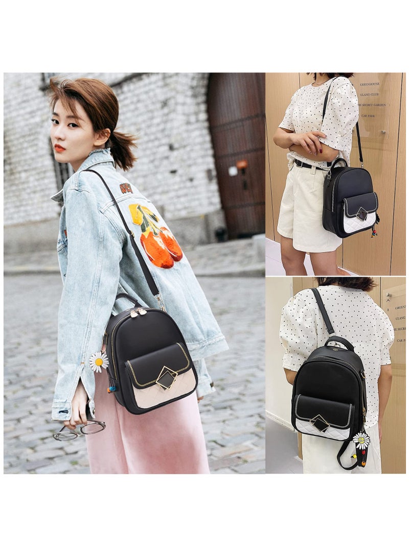 Stylish PU Leather Women's Backpack Mini Handbag Casual Daypack for Teen Girls School Travel Work