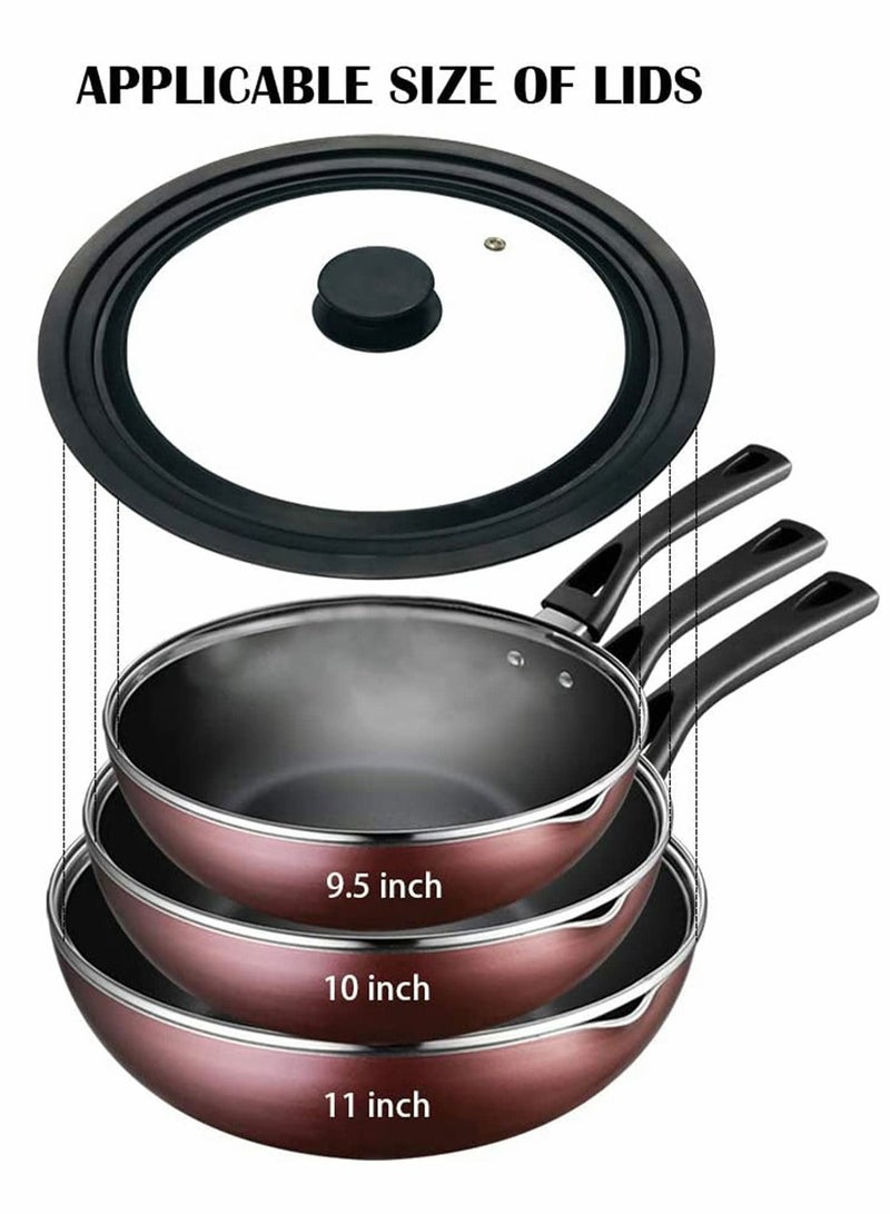 Universal Lid for Pots and Pans Tempered Glass Skillet Frying Pan Cover silicone Lids