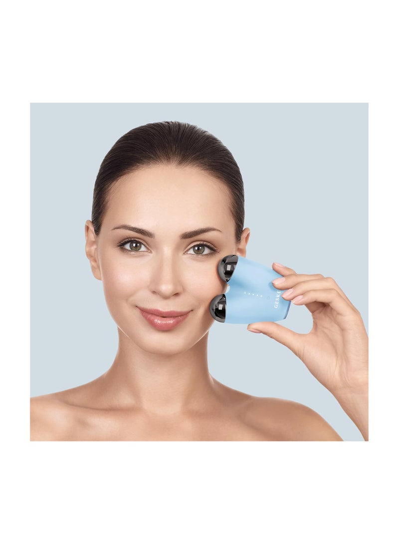 SmartAppGuided MicroCurrent Face-Lifter 6 in 1 Facial Lifting Face & Jawline Trainer Face Tightening Anti Ageing Device Microcurrent Against Wrinkles Double Chin Remover - Aquamarine