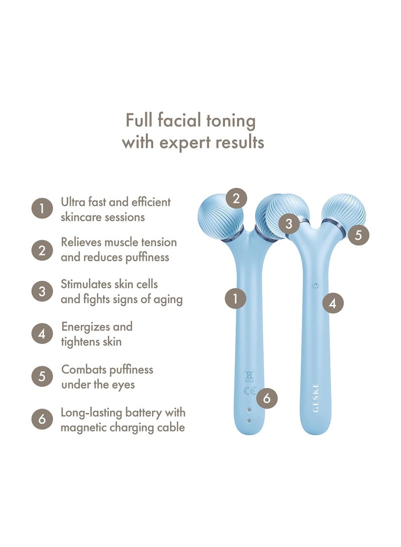 SmartAppGuided Sonic Facial Roller | 4 in 1 | Dermaroller | Device for Face | Dermaroll | Professional Face Roller | Tightens and Defines the Skin on the Face - Aquamarine