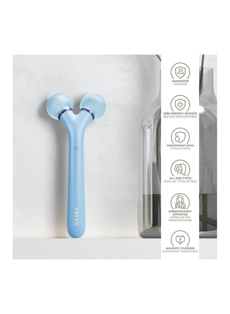 SmartAppGuided Sonic Facial Roller | 4 in 1 | Dermaroller | Device for Face | Dermaroll | Professional Face Roller | Tightens and Defines the Skin on the Face - Aquamarine