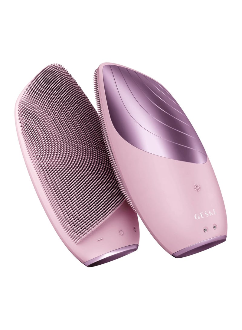 SmartAppGuided Sonic Thermo Facial Brush | 6 in 1 | Skin Cleansing | Cleansing Brush with Thermal Function | Facial Massager | Electric Facial Brush | Facial Cleansing Device - Pink