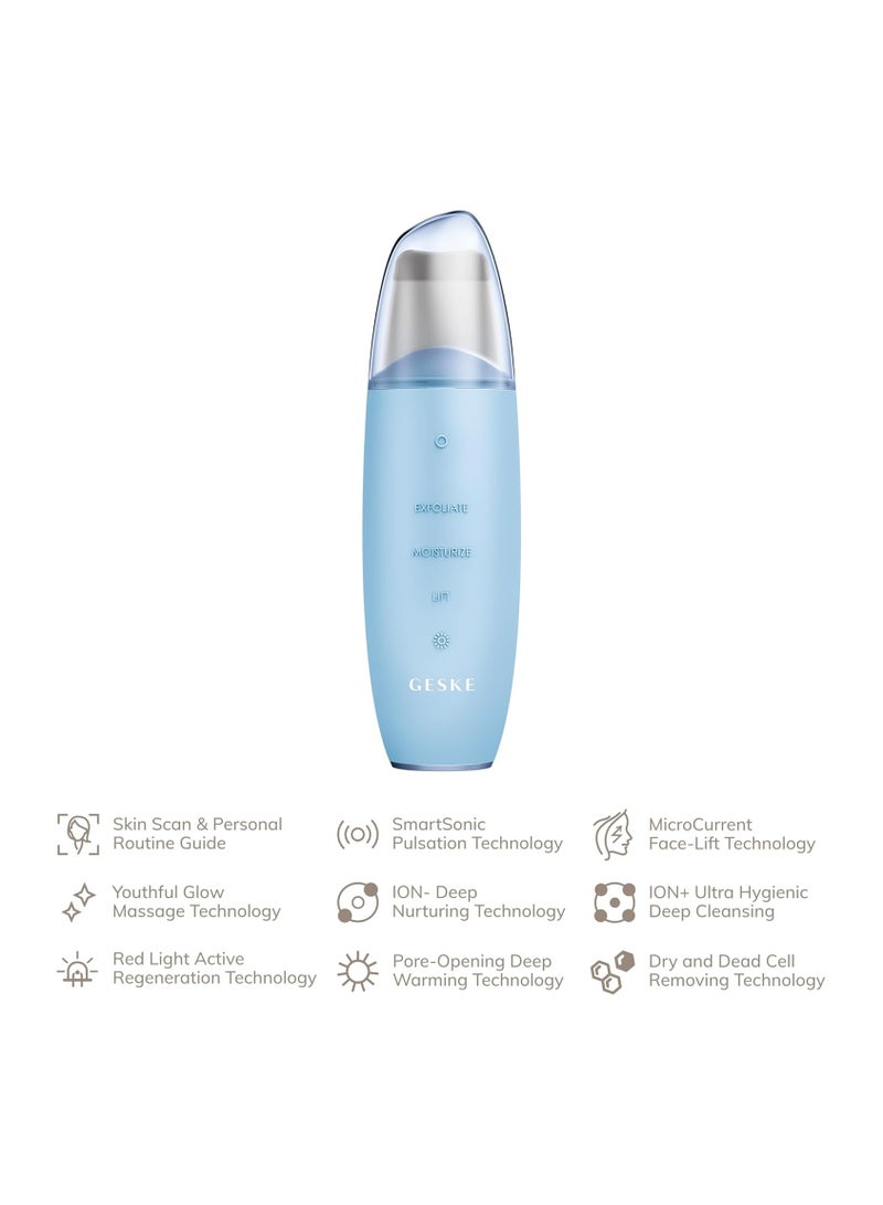 SmartAppGuided MicroCurrent Skin Scrubber & Blackhead Remover, 9 in 1, Skincare Tools, Face Cleaning, Anti Ageing and Cleansing, Professional Face Tightening, Blackhead Remover,- Aquamarine