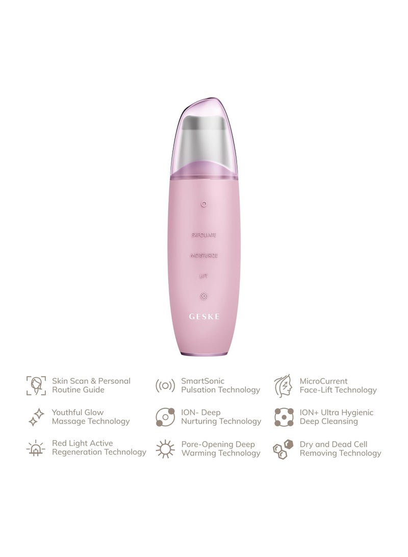 SmartAppGuided MicroCurrent Skin Scrubber & Blackhead Remover, 9 in 1, Skincare Tools, Face Cleaning, Anti Ageing and Cleansing, Professional Face Tightening, Blackhead Remover, Pink