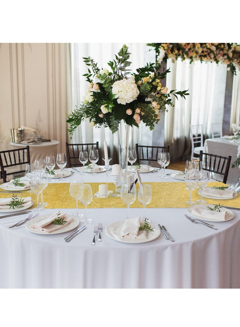 Table Runner Gold, Glitter Metallic Table Runner Roll 12 In x 36 Ft Gold Runner for Table, Event Party Supplies, Wedding, Birthday, Banquets, Graduation, Party Table Decorations