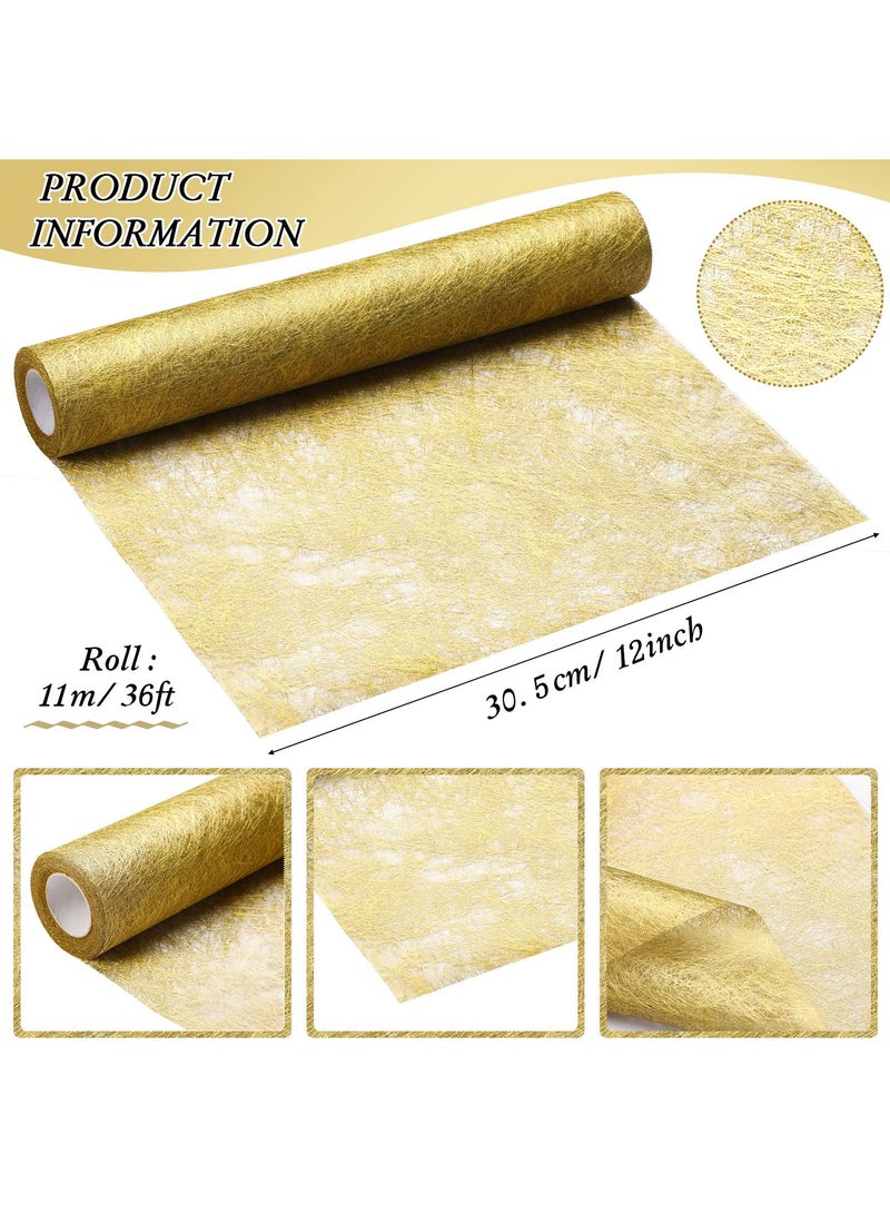 Table Runner Gold, Glitter Metallic Table Runner Roll 12 In x 36 Ft Gold Runner for Table, Event Party Supplies, Wedding, Birthday, Banquets, Graduation, Party Table Decorations