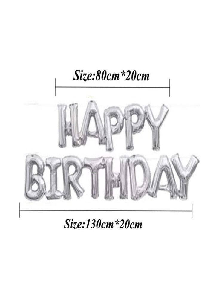 Happy Birthday Letters Balloons Uppercase Conjoined Alphabet Foil Balloon Boy Girl Birthday Party Decoration Banner Silver
