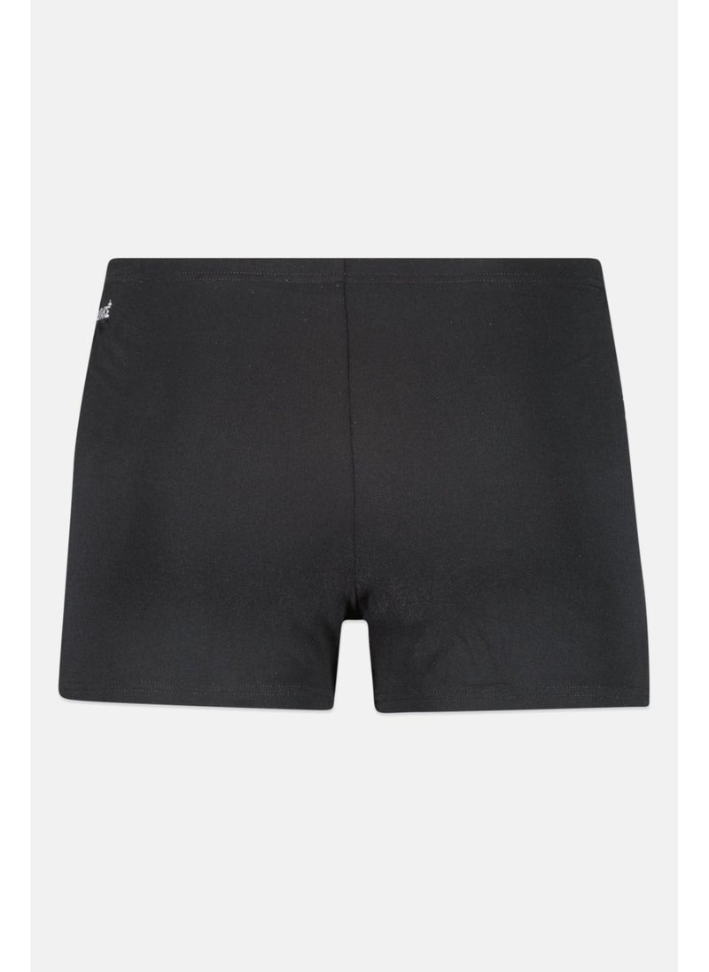 Men Embordered Pull On Swimming Trunks, Black