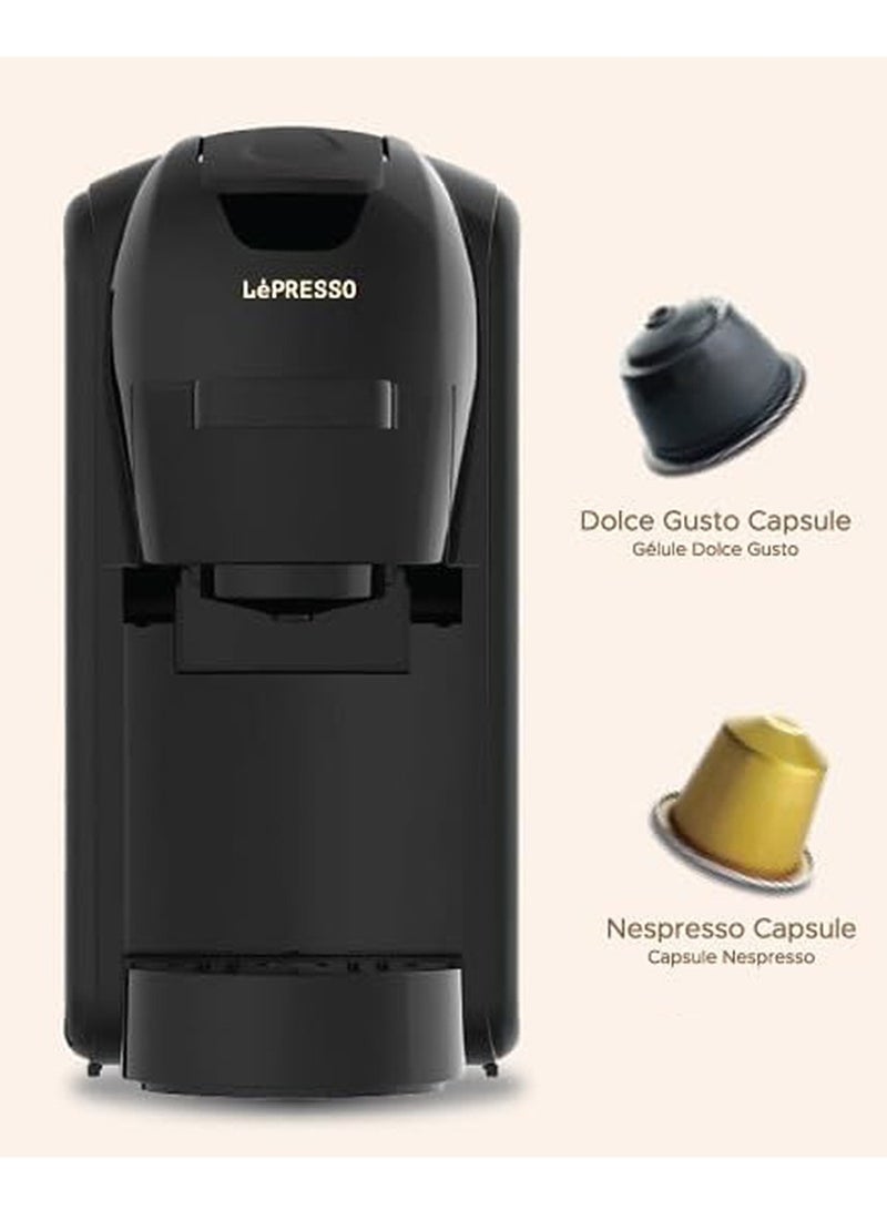 3-in-1 MultiCapsule Coffee Machine with 1450W and 0.6 Litre Capacity, LePresso Liet LPLIETBK - Black