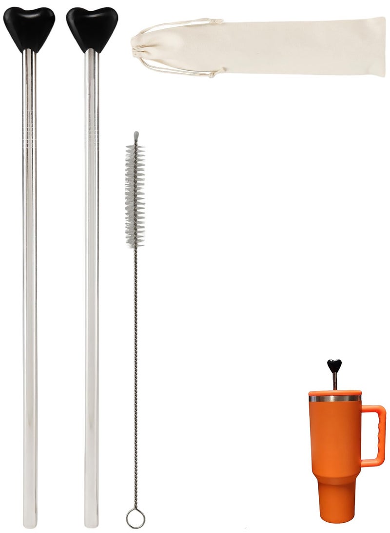 Stainless Steel Anti-Wrinkle Drinking Straws - Reusable Eco-Friendly Straws with Cleaning Brush - Compatible with Two 40 oz Tumblers, Perfect Alternative to Plastic Straws.