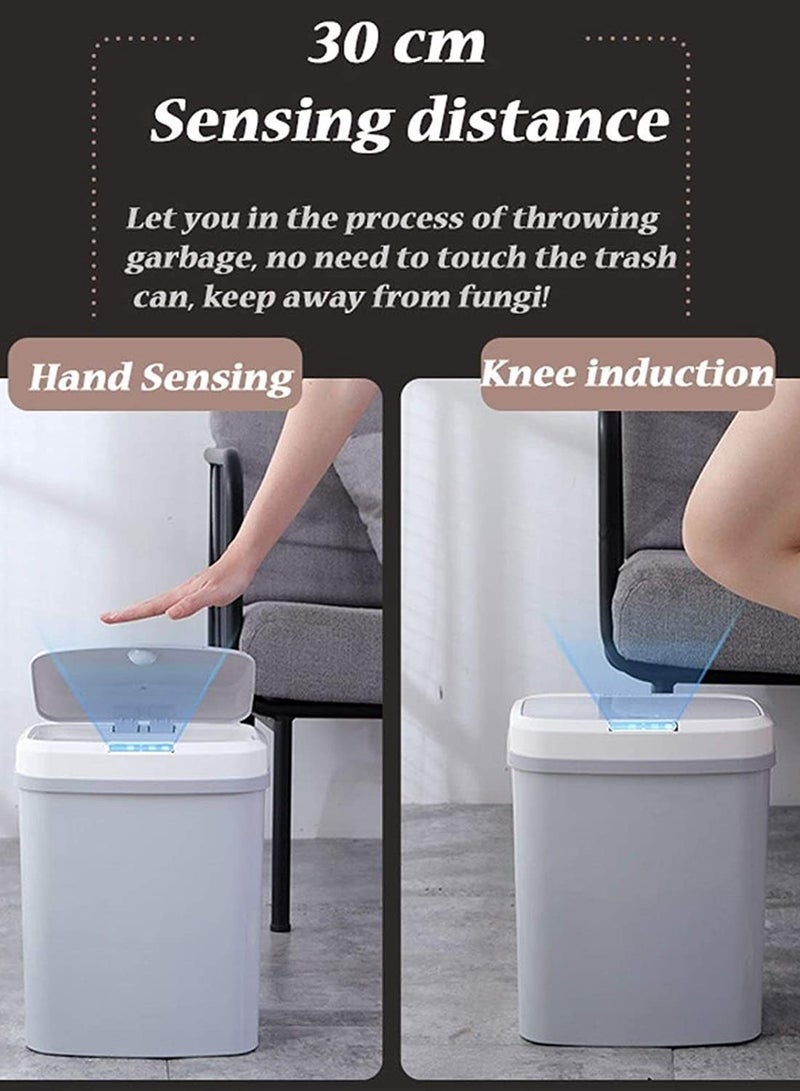 Touchless Trash Can 16L Motion Sensor Bathroom Automatic Garbage Bin Kitchen Garbage Can With Lid USB Charging Smart Waste Bin For Living Room Bedroom Office Toilet Kitchen