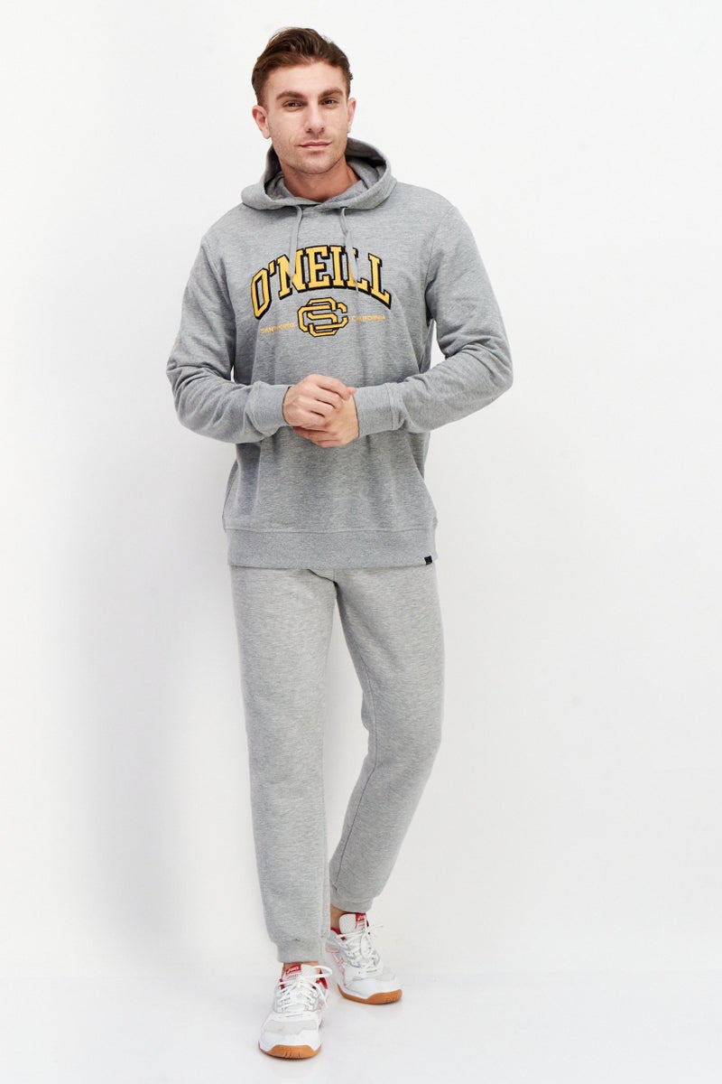 Men Hooded Embroidered Sweatshirt, Grey