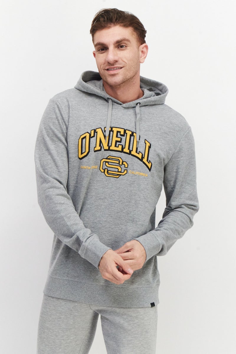 Men Hooded Embroidered Sweatshirt, Grey