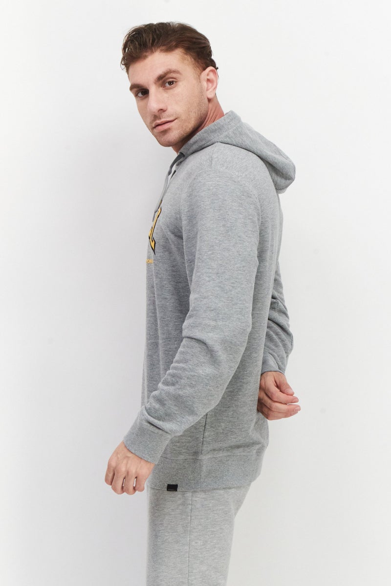 Men Hooded Embroidered Sweatshirt, Grey