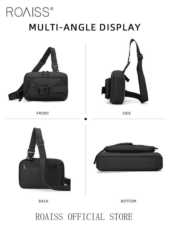 Multifunctional Large Capacity Crossbody Shoulder Bag for Men Casual Lightweight Waterproof Handbags for Travel Hiking Versatile Fashionable Detachable Chest Bag with Headphone Hole