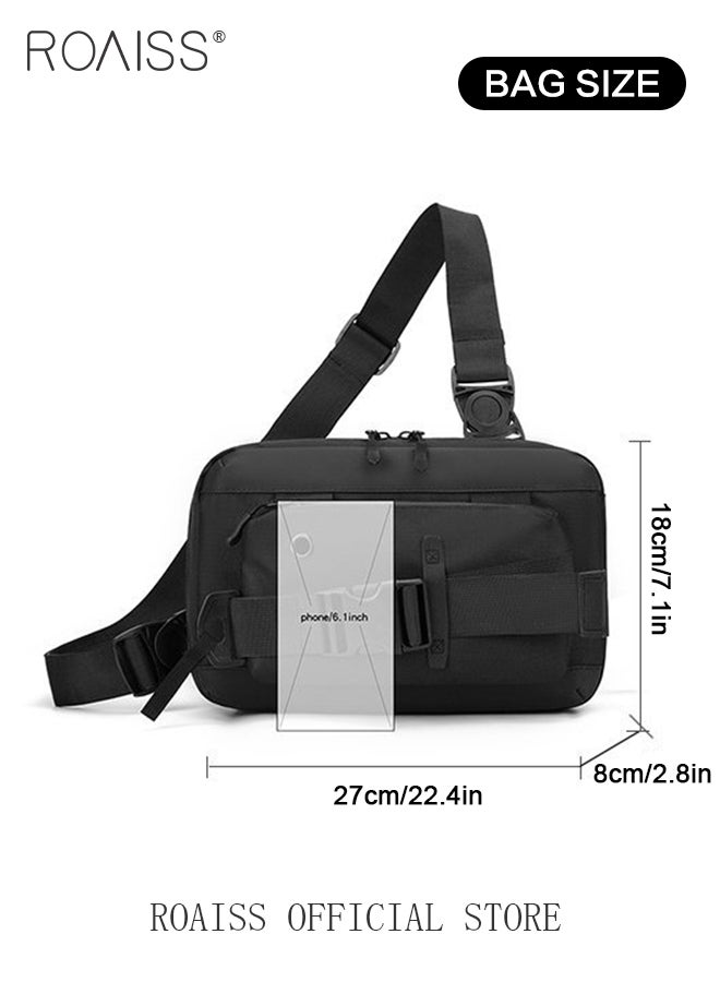 Multifunctional Large Capacity Crossbody Shoulder Bag for Men Casual Lightweight Waterproof Handbags for Travel Hiking Versatile Fashionable Detachable Chest Bag with Headphone Hole