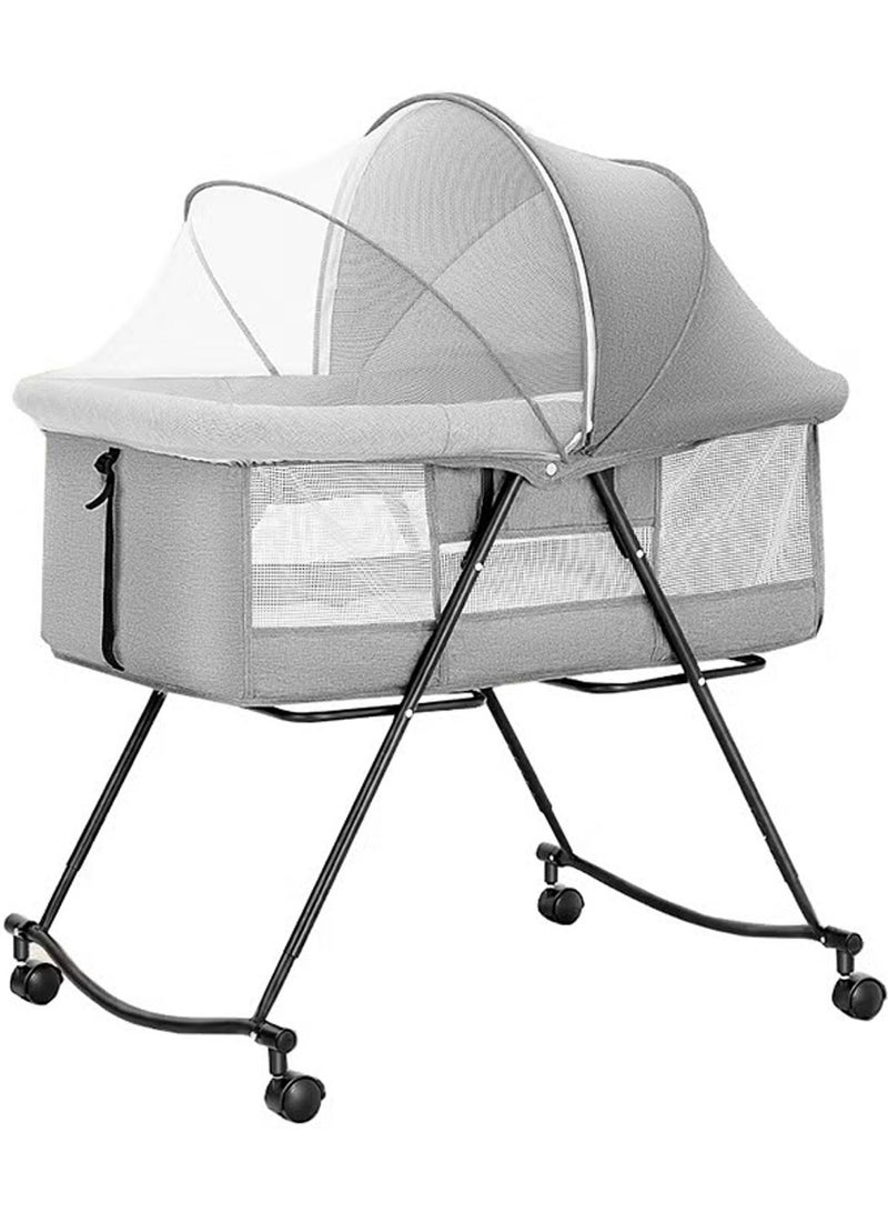 3 in 1Portable Folding Newborn Infant Baby Sleeper, Baby Beside Crib, Baby Bassinet bed, Travel Crib, Baby Cradle with Side Mesh, Mosquito Net