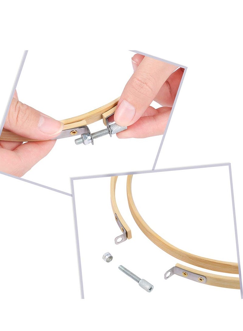 11.8 Inch Wooden Bamboo Embroidery Hoops - 12 Pcs Cross Stitch Supplies, Easy to Loosen/Tighten for Artistic Crafts and Sewing Projects, Perfect for Floral Designs and Creative Embroidery.