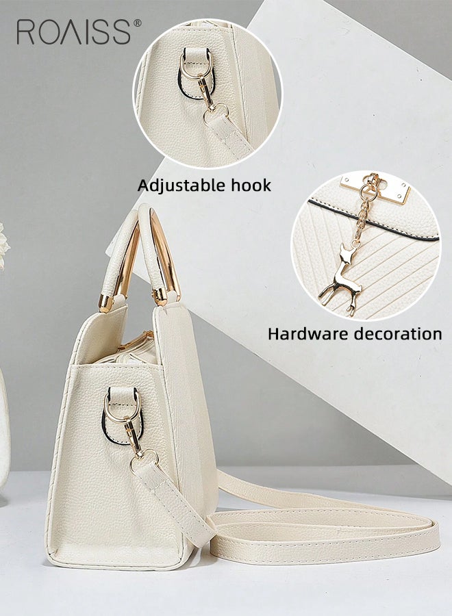 Texture Shoulder Crossbody Bag for Women Commuting Style Handbag with Deer Pendant as Gifts Suitable for Mother Wife Girlfriend New Pure Ladies Elegant High-Quality Fabric Hand Bags