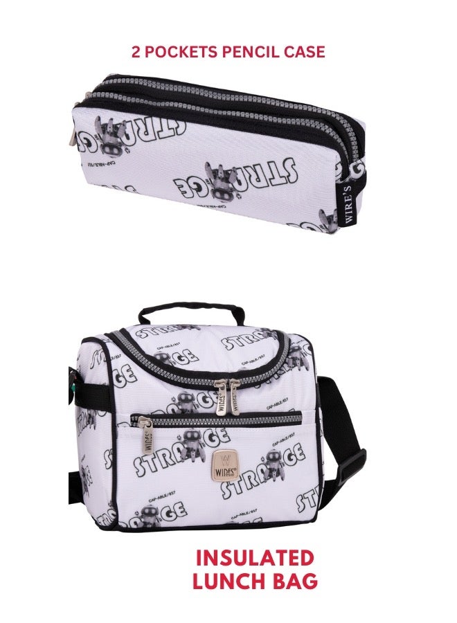 3 Piece Kids School Trolley Bag laptop compartment Big Wheels With Lunch bag & Pencil Case