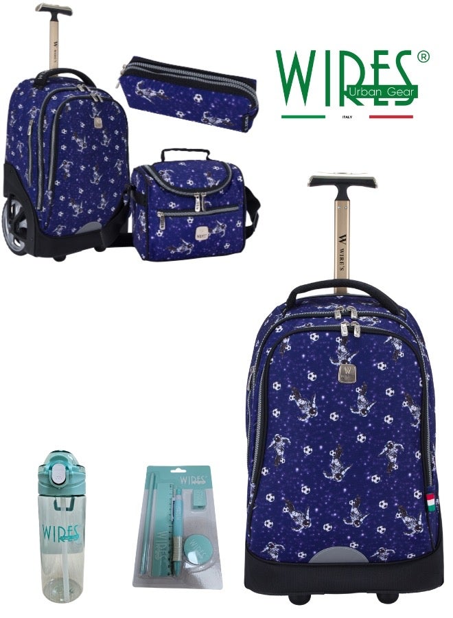 3 Piece Kids School Trolley Bag laptop compartment Big Wheels With Lunch bag & Pencil Case