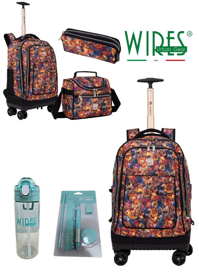 3 Piece Kids School Trolley Bag laptop compartment 4 Wheels With Lunch bag & Pencil Case