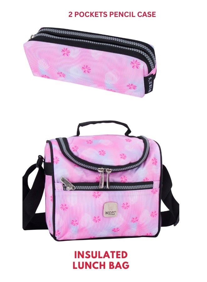 3 Piece Kids School Trolley Bag laptop compartment Big Wheels With Lunch bag & Pencil Case