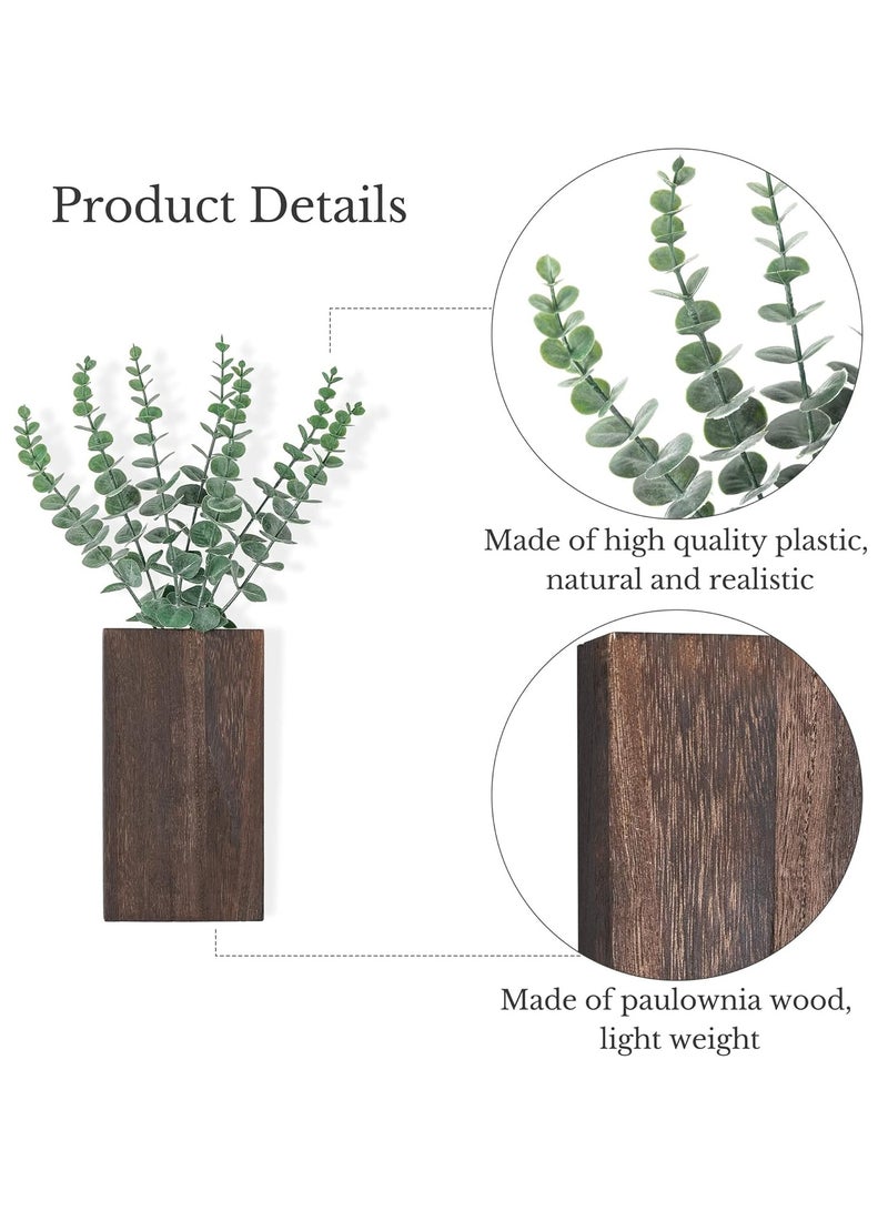 2 Pack Wood Wall Planter Vase, Hanging Baskets Planter, with Plant Farmhouse Wall Hanging Decor Pocket Planter, for Indoor Fake Plants Greenery, Living Room Bedroom Kitchen Home Office Decoration