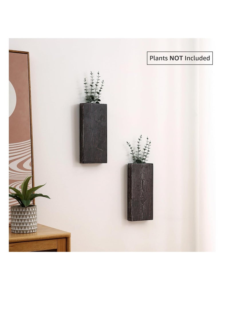 2 Pack Wood Wall Planter Vase, Hanging Baskets Planter, with Plant Farmhouse Wall Hanging Decor Pocket Planter, for Indoor Fake Plants Greenery, Living Room Bedroom Kitchen Home Office Decoration