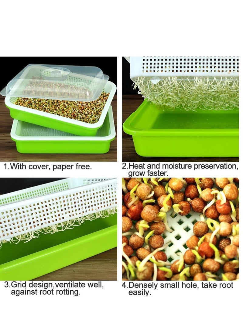 Combo Pack of 6PC Healthy Wheatgrass Sprouting Kit: BPA-Free Seed Germination Tray with Lid for Large Capacity, Soil-Free Growth (32X24X12Cm)