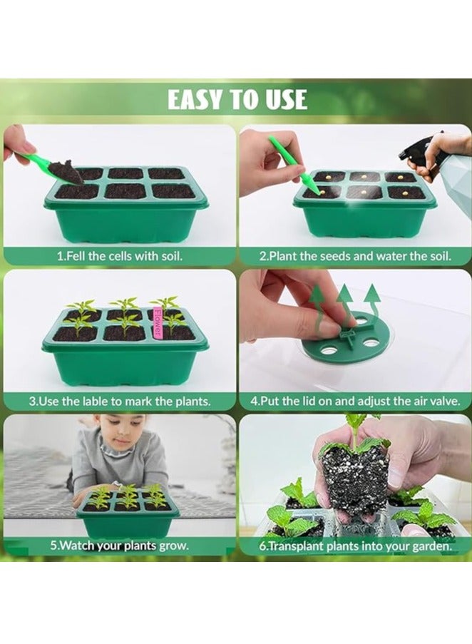 Seed Germination Kit with LED-Lit Humidity Dome, Drainage Tray, and 6-Cell Plant Starter Tray