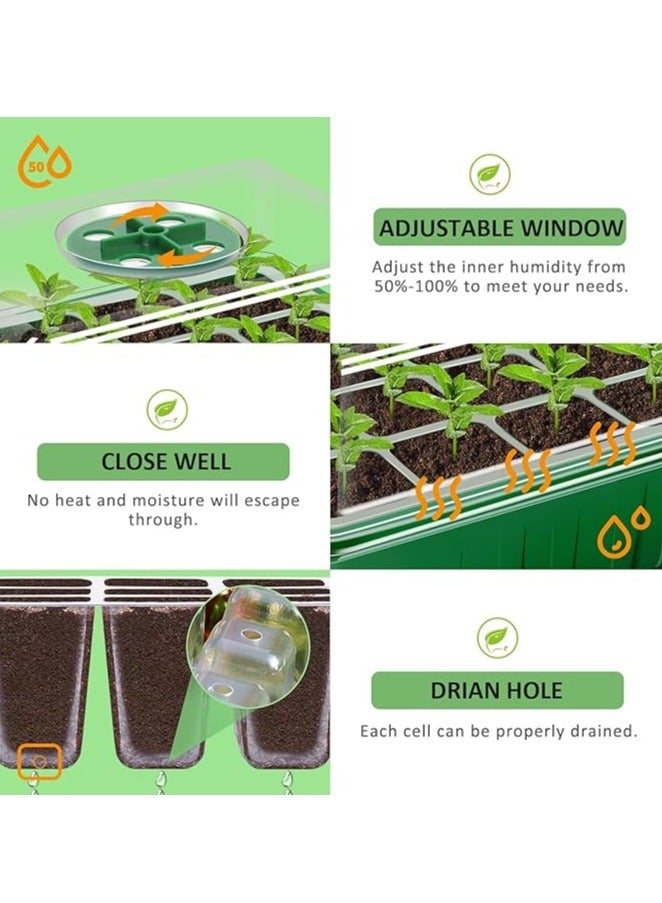 Seed Germination Kit with LED-Lit Humidity Dome, Drainage Tray, and 6-Cell Plant Starter Tray