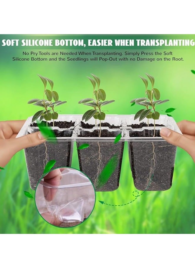 Seed Germination Kit with LED-Lit Humidity Dome, Drainage Tray, and 6-Cell Plant Starter Tray