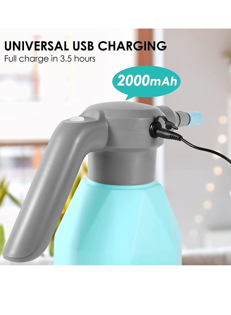 Electric Spray Bottle, Plant Mister for Indoor/Outdoor Plants, 2L Automatic Watering Can Rechargeable Battery Powered Sprayer with Adjustable Spout for Gardening, Fertilizing, Cleaning (Blue)